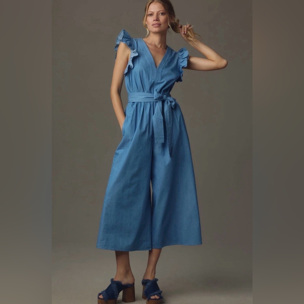 Anthropologie Hutch Blue Journi Jumpsuit M